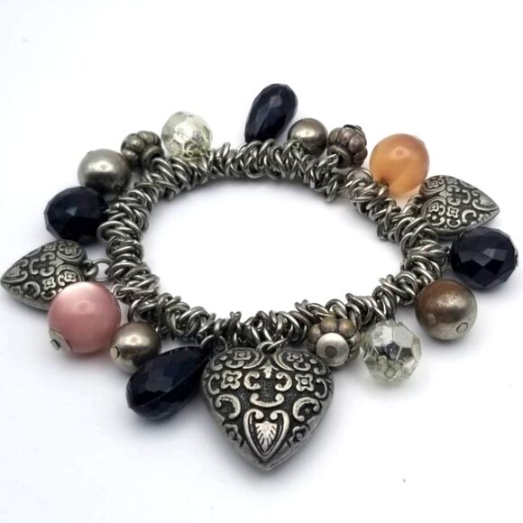 Lovers eye Gothic estate heart charm bracelet - Picture 1 of 2